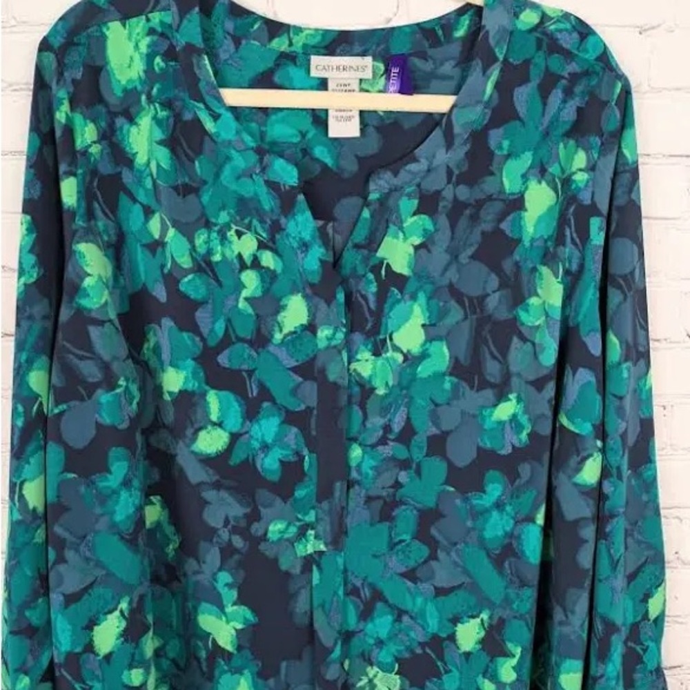 Catherines Teal and Navy Floral Top